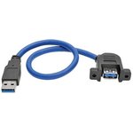 U324-001-APM, USB Cables / IEEE 1394 Cables 1FT PNL MNT USB3 A/A ADPT CBL