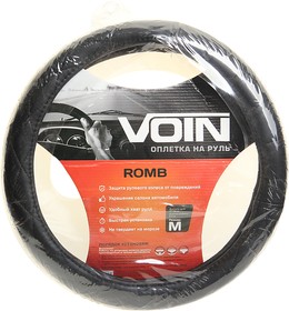 OPLV0501, Оплетка руля (M) 37-39см черная экокожа Romb VOIN