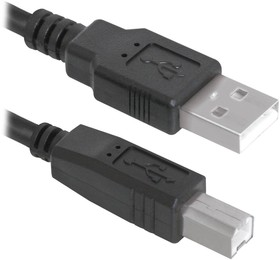 Фото 1/5 83764, Defender Кабель USB 2.0 (AM) - USB 2.0 (BM), для периферийных устройств (принтеры и другие), чёрный, 3м.