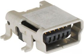 Фото 1/4 UX60A-MB-5ST, Разъем Mini USB розетка на плату серия UX 5 контактов тип B угловая