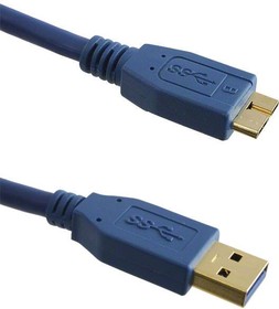 45-1433-1, Cable Assembly 1m USB 3.0 Type A to Micro USB 3.0 Type B 9 to 10 POS M-M 28AWG