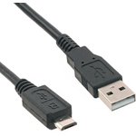 102-1092-BL-00100, Cable Assembly USB 1m Micro USB Type B to USB Type A 5 to 4 ...