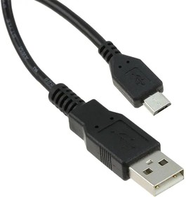 Фото 1/2 3025030-03, USB Cables / IEEE 1394 Cables USB 2.0 A Male to USB 2.0 Micro B Male, Black color, 28/28AWG, 3FT Length