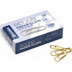 С28-100 З, Скрепки Глобус С28-100З металлич.с полимерн.покр,28мм, золотистые ...