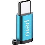 Адаптер PERO AD01 TYPE-C TO MICRO USB, голубой