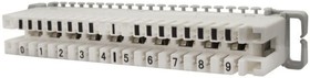 10-0502, Плинт с размыкаемыми контактами на 10 пар нормальнозамкнутый, маркировка 0-9