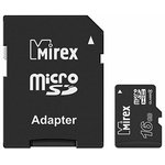 13613-ADTMSD16, Флеш карта microSD 16GB Mirex microSDHC Class 4 (SD адаптер)