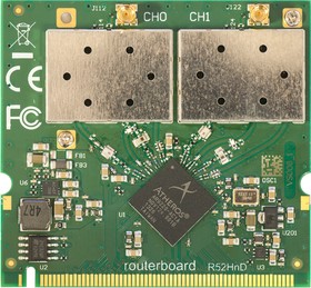 Фото 1/2 Карта MikroTik 802.11a/b/g/n High Power Dual Band MiniPCI card with MMCX connectors