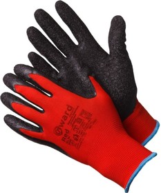 Нейлоновые перчатки с текстурированным латексным покрытием Red, р.L 12 пар L2001/L