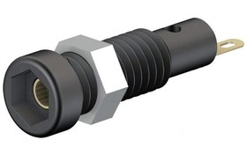 Фото 1/2 2 mm socket, solder connection, mounting Ø 5.3 mm, black, 23.0050-21