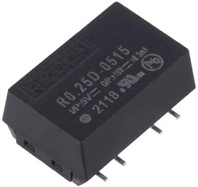 Фото 1/2 R0.25D-0515, Isolated DC/DC Converters - SMD CONV DC/DC 0.25W 05VIN +/-15VOUT