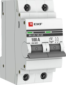 Фото 1/9 Выключатель нагрузки модульный ВН-125, 2P 100А EKF PROxima | SL125-2-100-pro | EKF