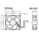 Y-Y8025H12S, (80*80*25 12V), Вентилятор 12В 80x25 3000 об/мин., 68,50м3/час ...