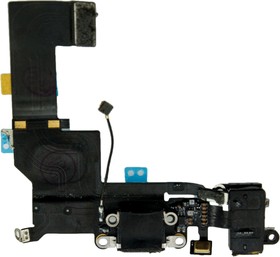 Шлейф для Apple iPhone 5S с разъемом для зарядки, handsfree, микрофон, черный