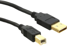3021019-16, USB Cables / IEEE 1394 Cables A-B 24 AWG 16' BLK USB 2.0