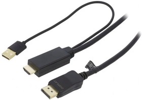 Фото 1/2 CH0091, Кабель; DisplayPort 1.2,HDMI 1.4; 2м; черный