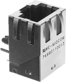 Фото 1/2 7499111446, Модульный разъем, RJ45 Jack, 1 x 1 (Port), 8P8C, Монтаж в Сквозное Отверстие