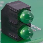H201CGDL, LED; in housing; green; 3mm; No.of diodes: 2; 2mA; Lens: diffused
