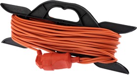 Фото 1/4 11-7112, Удлинитель-шнур на рамке ПВС 2х0.75, 20 м, б/з, 6 А, 1300 Вт, IP20, оранжевый (Сделано в