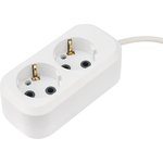 11-7202, Extension cable 2 sockets, 3 m, 3x0.75 mm², s/o, white