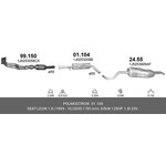 01104, Глушитель средн часть AUDI: A3 1.8, VW: GOLF IV 1.6FSI/1.8/2.0 10.97- ...