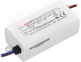 Фото 1/10 APV-12-12, LED Power Supplies 12W 12V 1A 90-264VAC Constant V