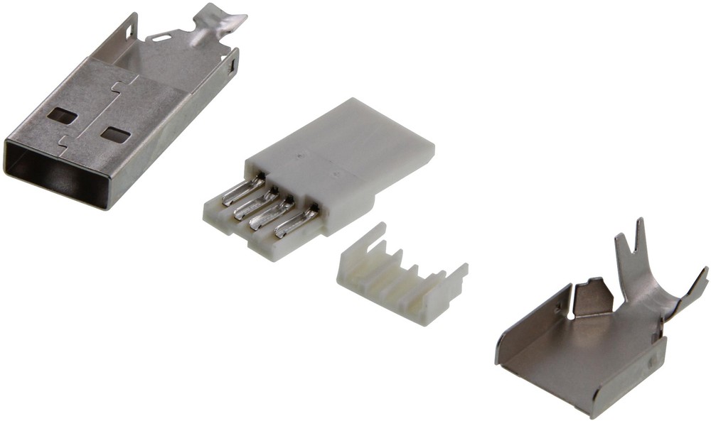 USBCN2.0 A USB Connector USB Type A USB 2.0 Plug 4 Ways Cable Mount Vertical L com