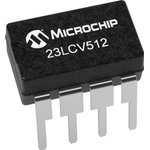 23LCV512-I/P, Микросхема памяти, SRAM, 64Кx8бит, 2,5-5,5В, 20МГц, DIP8