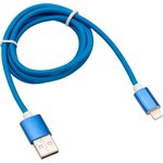 18-7052, Кабель USB-A - Lightning для Apple, 2,4A 1м, в синей нейлоновой оплетке