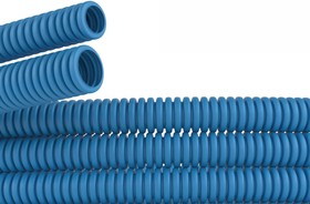 Фото 1/3 DKC Труба ПП гибкая гофр. д.16мм, лёгкая без протяжки, 100м, цвет синий