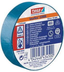 53988-00030-00, Soft PVC Insulation Tape 15mm x 10m Blue