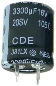 381LX472M016H012, Aluminum Electrolytic Capacitors - Snap In 4700uF 16V 20% tol
