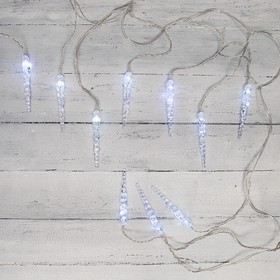 Фото 1/7 303-068, Гирлянда Сосульки 1,5х0,25 м, прозрачный провод, белый цвет свечения