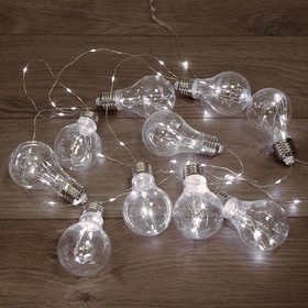 Фото 1/10 303-095, Гирлянда светодиодная Ретро-лампы 3 м, белое свечение, батарейки 3хАА