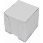 Блок для записей в подставке прозрачной, куб 9х9х9 см, белый, белизна 70-80%, 129202