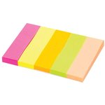 Закладки клейкие неоновые STAFF бумажные, 50х14 мм, 250 штук (5 цветов х 50 ...