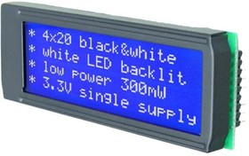 EA DIP205B-4NLW, Display: LCD; alphanumeric; 4x20; blue; 75x26.8x10.8mm; LED; PIN: 18