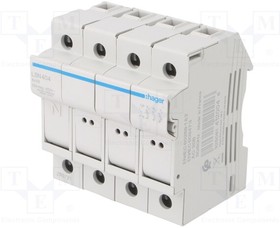 LSN404, Выключатель предохранителя; 8x32мм; DIN; 25А; 400В; Полюсы: 4; IP20