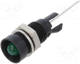 LED signal light, green, 30 mcd, Mounting Ø 8 mm, pitch 2.54 mm, LED number: 1