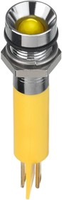 Q8R1CXXY24E, Светодиодный индикатор в панель, Желтый, 24 В DC, 8 мм, 20 мА, 50 мкд, IP67