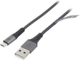 49283, Кабель; USB 2.0; вилка USB A,вилка micro USB B; 2м; 480Мбит/с