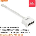 Hyperline SPL-YT4-E2-E2 Разветвитель RJ-45 4Pr.T568A/T568B -&gt; 2 x 2Pr.10BASE-T