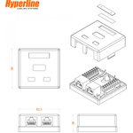 Hyperline SB1-2-8P8C-C5e-WH Розетка компьютерная RJ-45(8P8C), категория 5e ...