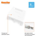 Hyperline SB1-2-8P8C-C6-WH Розетка компьютерная RJ-45(8P8C), категория 6 ...