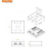 Hyperline SB1-2-8P8C-C6-SH-WH Розетка компьютерная RJ-45(8P8C), категория 6 ...