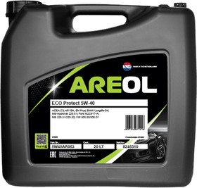 5W40AR063, AREOL ECO Protect 5W40 (20L)_масло моторное! синт.\ACEA C3, API SN/CF, VW 505.00/505.01, MB 229.51