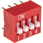 NDS-04-V, 4 Way Through Hole DIP Switch SPST, Raised Actuator