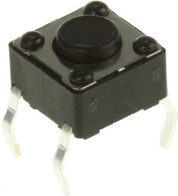 DTS61KV, Black Button Tactile Switch, SPST 50 mA @ 12 V dc 0.8mm