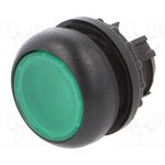 M22S-DL-G, Головка кнопки с подсветкой, без фиксации,цвет зеленый, черное лицевое кольцо