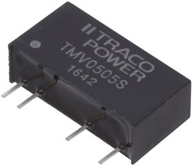Фото 1/6 TMV 0505S, Isolated DC/DC Converters - Through Hole 1W 4.5-5.5Vin 5V 200mA SIP Unregulated